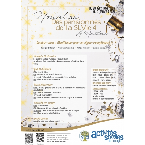 DECEMBRE : Nouvel An MONTELIMAR - 29/12 au 02/01 | SLVIE 4