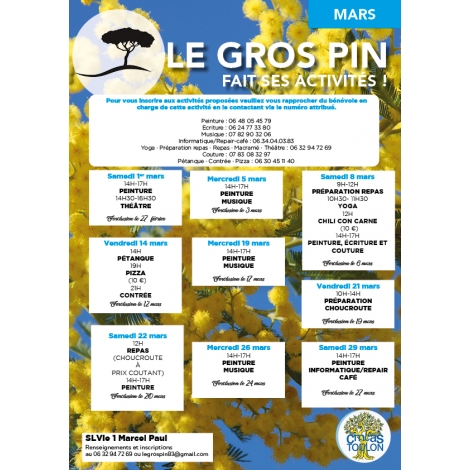 MARS : Activités du Gros Pin | SLVIE 1
