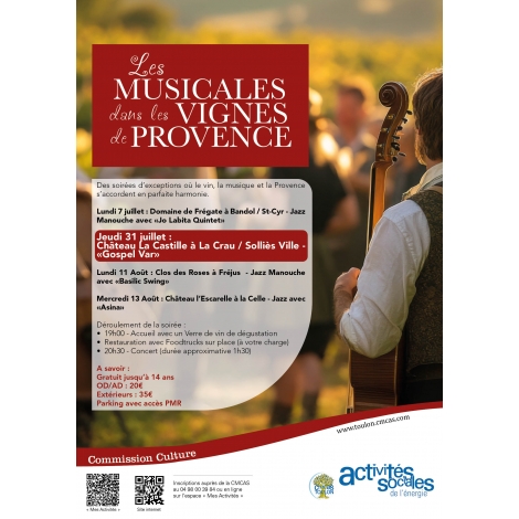 JUILLET : Musicales dans les vignes à Solliès-Ville | CC