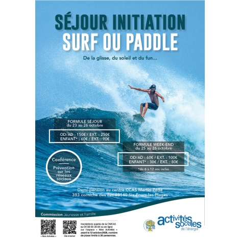 OCTOBRE : Séjour Initiation Surf ou Paddle | CJF