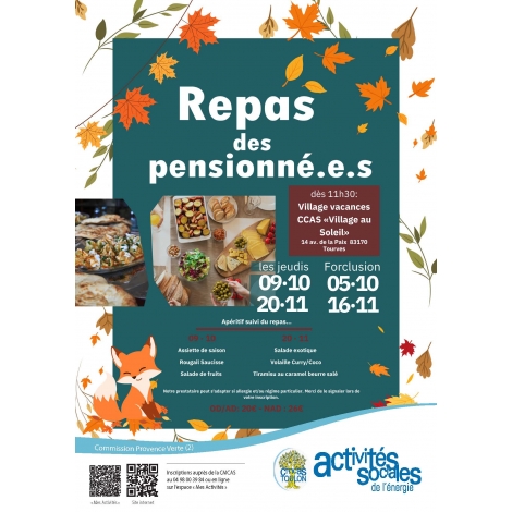 TOURVES : Repas pensionnés | 12/10