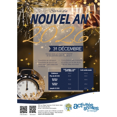 DECEMBRE : SOIREE DU NOUVEL AN | CMCAS TOULON
