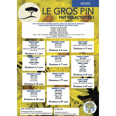 JANVIER : Activités du Gros Pin | SLVIE 1